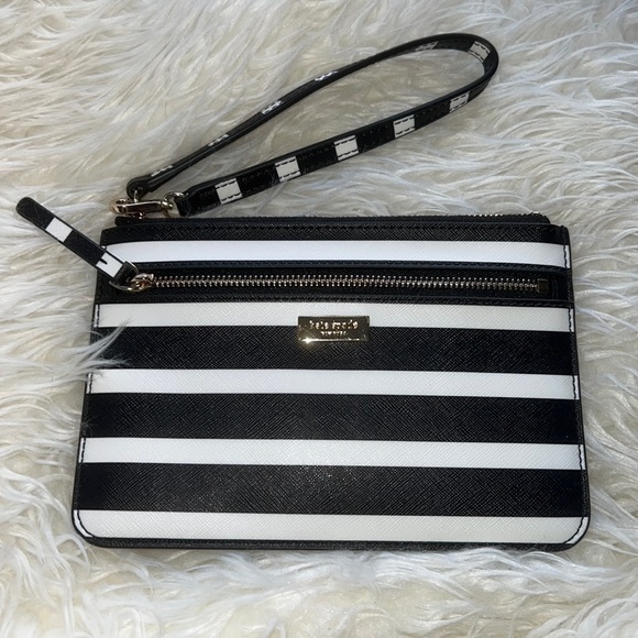 Kate Spade Shore Street Sailing Stripe Tinie Wristlet Black Multi - Picture 2 of 10